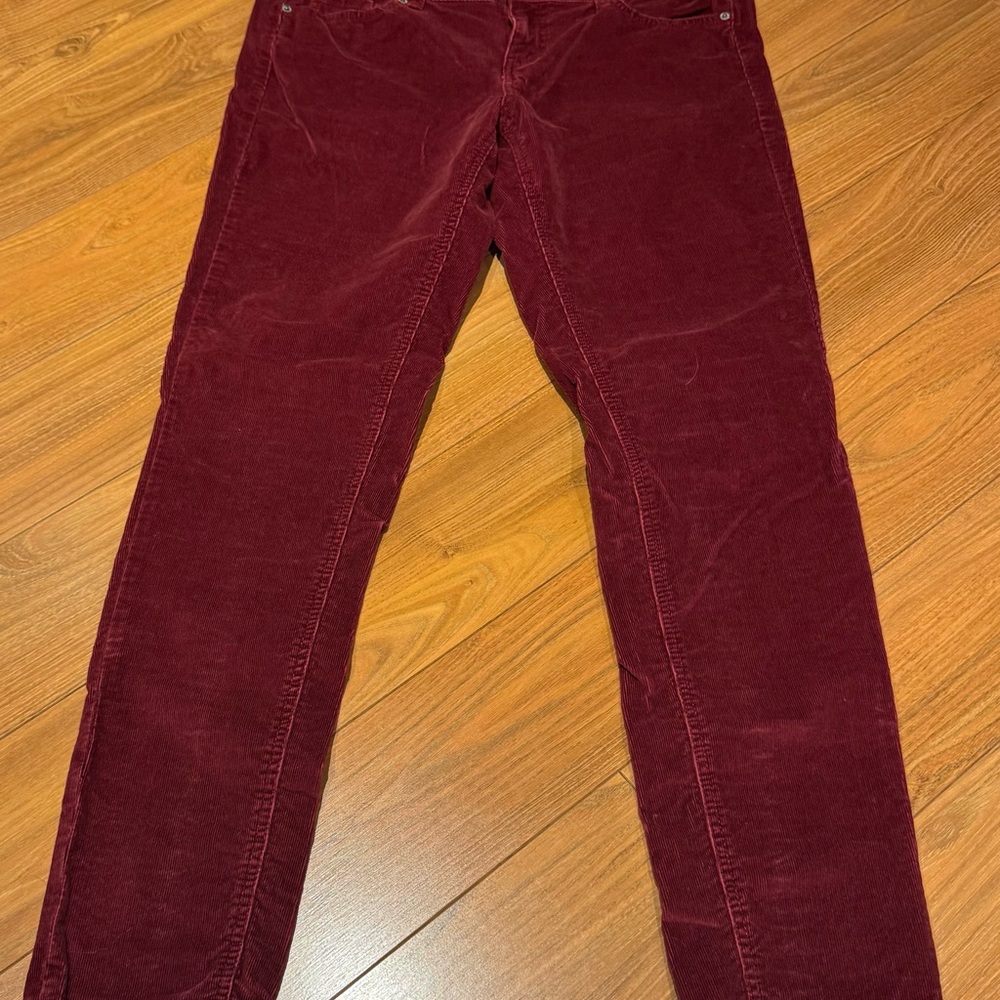 Merona Deep Red Maroon Burgundy Corduroy Pants Trousers Size 10 Modern Fit